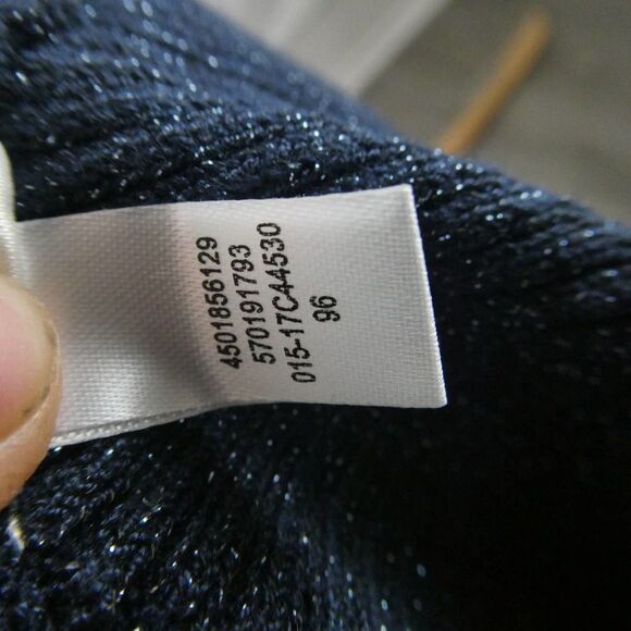 Chico's Navy Blue Metallic Dolman Sleeve Pullover Sweater Ribbed 1 Small - Picture 10 of 10